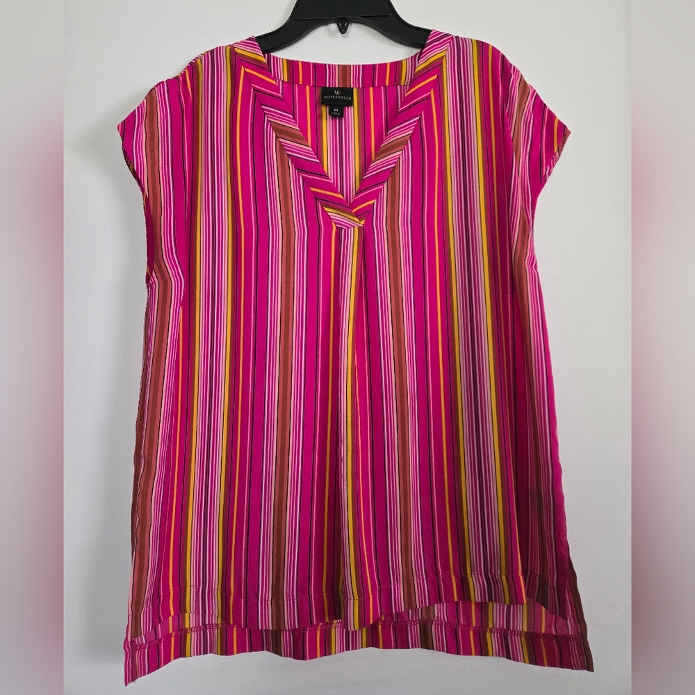 Worthington Pink and Yellow Striped Blouse